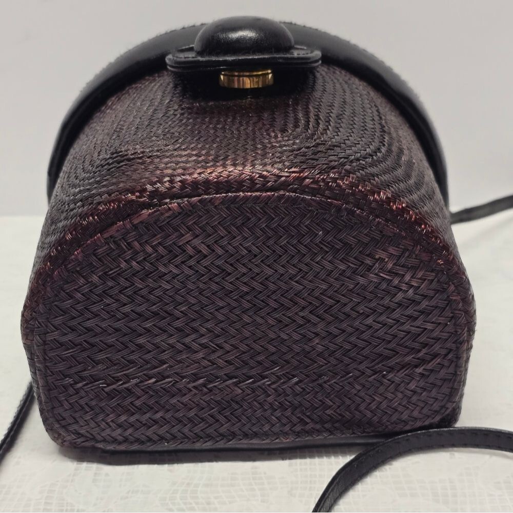 Vintage Earthly Treasures Top Handle Brown Straw Bucket Bag Boho Coastal - Picture 6 of 14